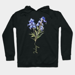 Larkspur - Birth Month Flower for July Hoodie